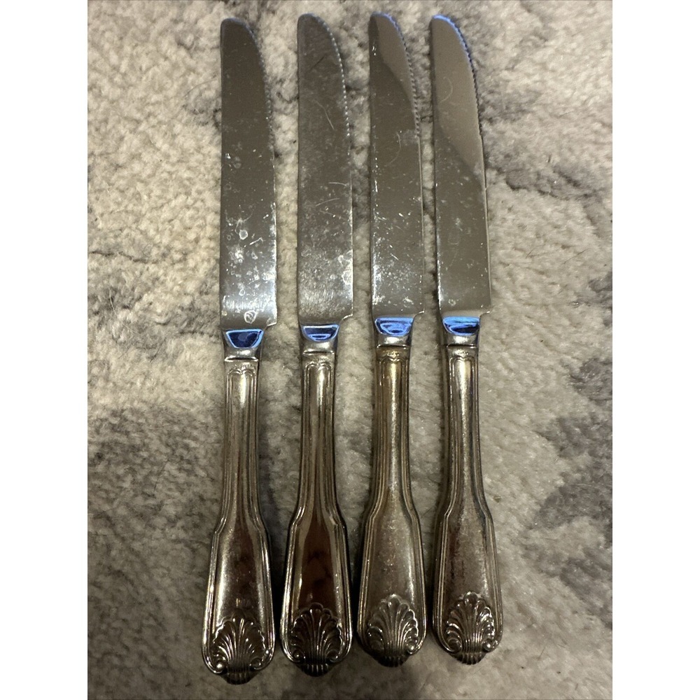 4 Towle ENGLISH‎ SHELL Silverplate Supreme Cutlery JAPAN Silverware Dinner Knife